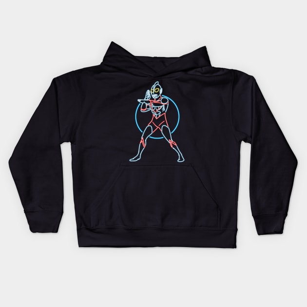 Ultraman neon Kids Hoodie by AlanSchell76